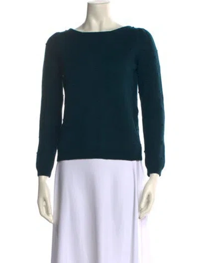 Pre-owned Sézane Merino Wool Bateau Neckline Sweater In Green