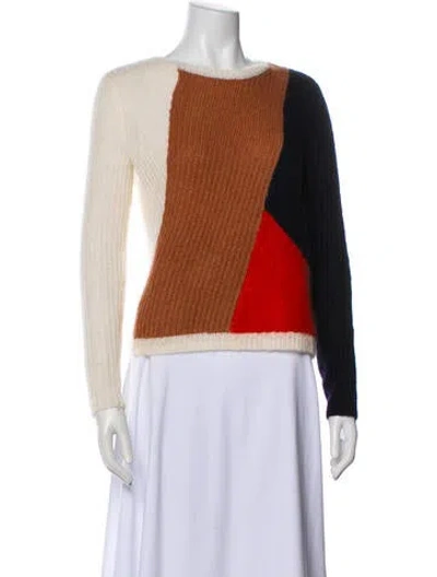 Pre-owned Sézane Merino Wool Colorblock Pattern Sweater In Neutral