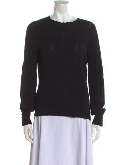 Pre-owned Sézane Merino Wool Crew Neck Sweater In Black