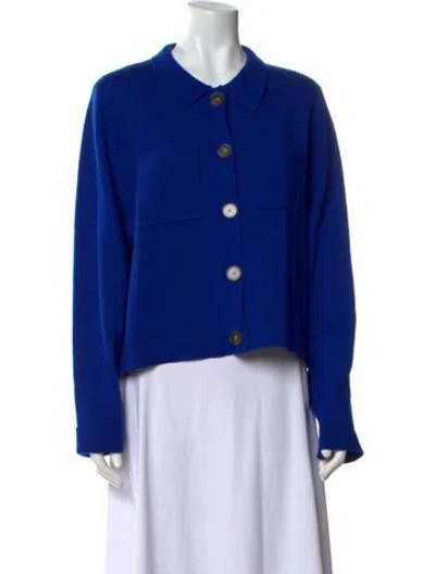 Pre-owned Sézane Merino Wool Crew Neck Sweater In Blue