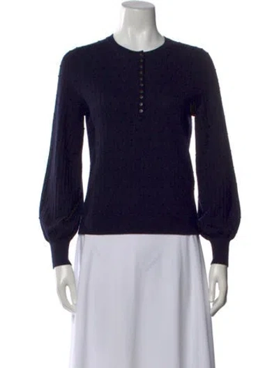 Pre-owned Sézane Merino Wool Crew Neck Sweater In Blue