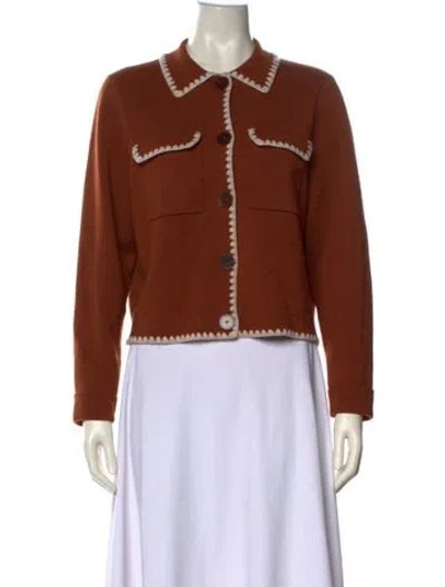Pre-owned Sézane Merino Wool Crew Neck Sweater In Brown