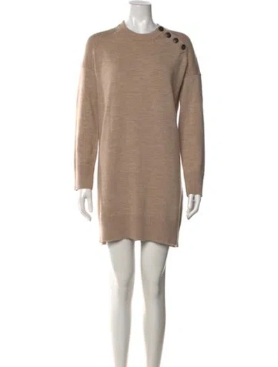 Pre-owned Sézane Merino Wool Crew Neck Sweater In Brown