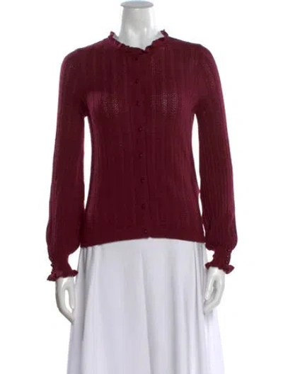 Pre-owned Sézane Merino Wool Crew Neck Sweater In Burgundy