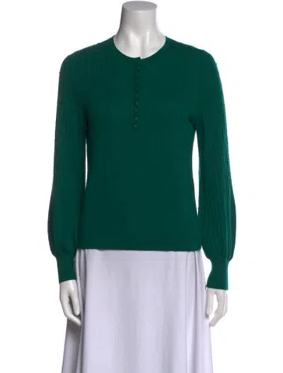 Pre-owned Sézane Merino Wool Crew Neck Sweater In Green