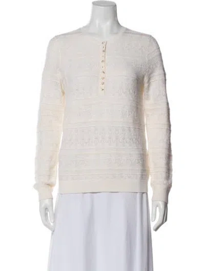 Pre-owned Sézane Merino Wool Crew Neck Sweater In Neutral