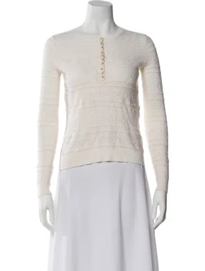 Pre-owned Sézane Merino Wool Crew Neck Sweater In Neutral