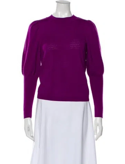 Pre-owned Sézane Merino Wool Crew Neck Sweater In Purple