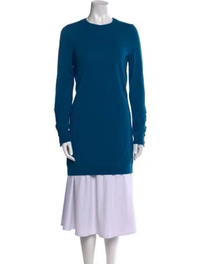 Pre-owned Sézane Merino Wool Mini Dress In Blue