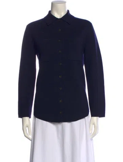 Pre-owned Sézane Merino Wool Mock Neck Sweater In Blue