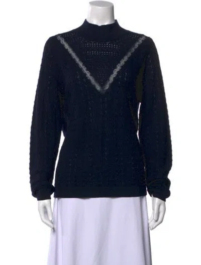 Pre-owned Sézane Merino Wool Mock Neck Sweater W/ Tags In Blue