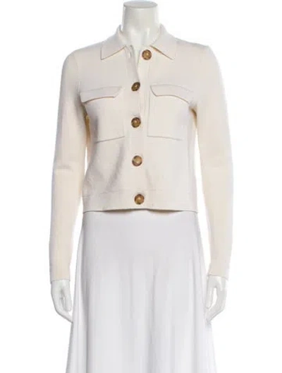 Pre-owned Sézane Merino Wool Mock Neck Sweater In White