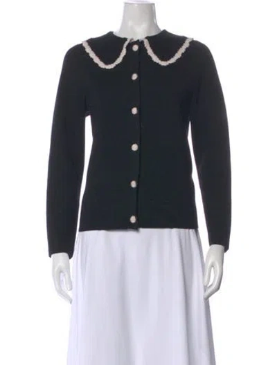Pre-owned Sézane Merino Wool Open Front Sweater In Black