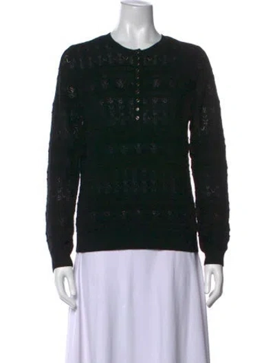 Pre-owned Sézane Merino Wool Patterned Sweater In Black