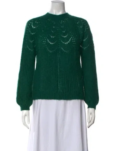 Pre-owned Sézane Merino Wool Patterned Sweater In Green