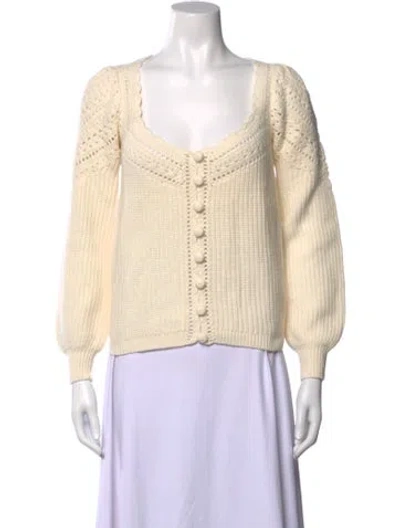 Pre-owned Sézane Merino Wool Square Neckline Sweater In White