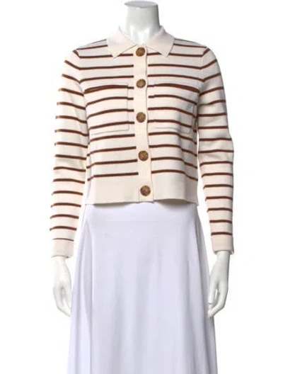 Pre-owned Sézane Merino Wool Striped Button-up Top In Neutrals