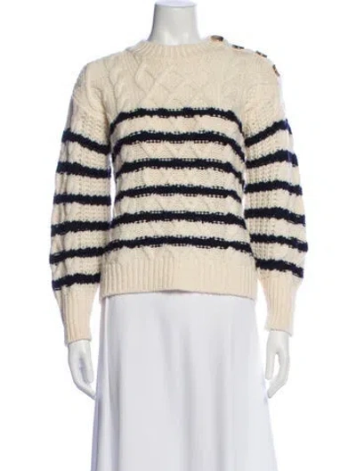 Pre-owned Sézane Merino Wool Striped Sweater In Neutral