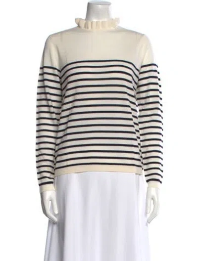 Pre-owned Sézane Merino Wool Striped Sweater W/ Tags In White