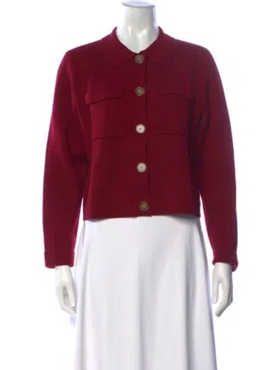 Pre-owned Sézane Merino Wool Sweater In Burgundy