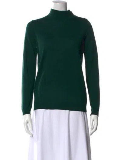 Pre-owned Sézane Merino Wool Turtleneck Sweater In Green