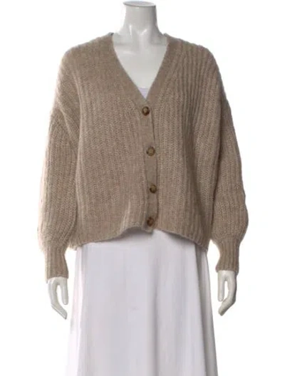 Pre-owned Sézane Merino Wool V-neck Sweater In Neutral