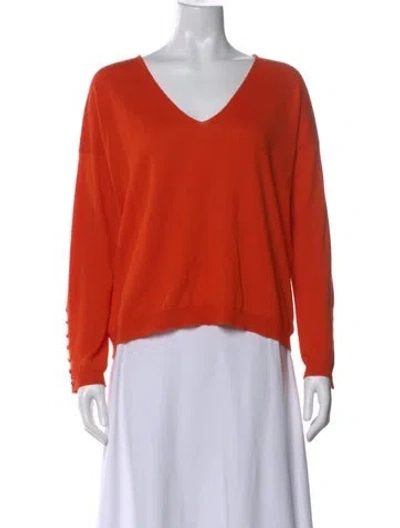 Pre-owned Sézane Merino Wool V-neck Sweater In Orange