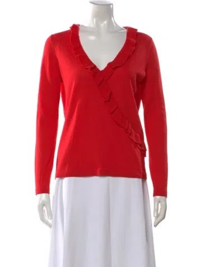 Pre-owned Sézane Merino Wool V-neck Sweater In Red