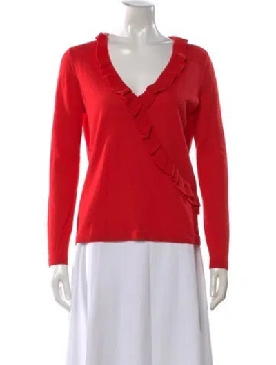 Pre-owned Sézane Merino Wool V-neck Sweater In Red