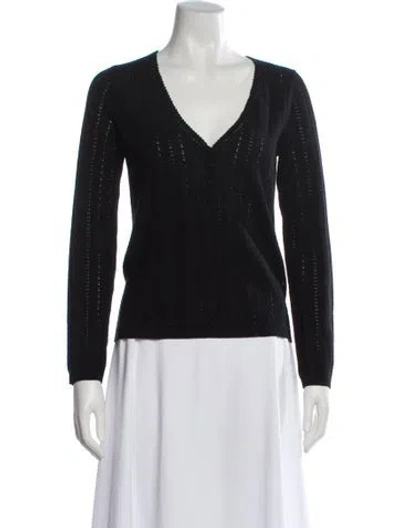 Pre-owned Sézane Merino Wool V-neck Top In Black