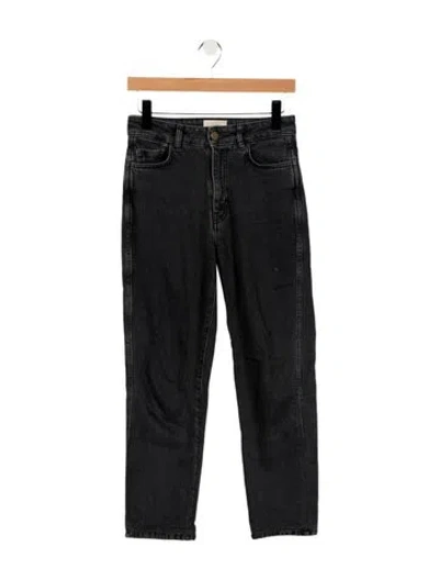Pre-owned Sézane Mid-rise Straight Leg Jeans In Black