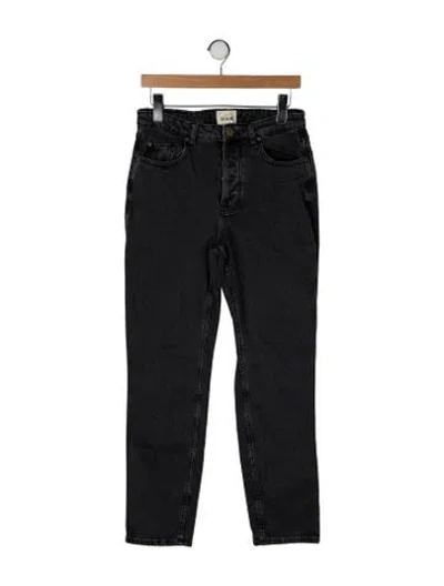 Pre-owned Sézane Mid-rise Straight Leg Jeans In Black