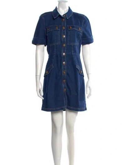 Pre-owned Sézane Mini Dress In Blue