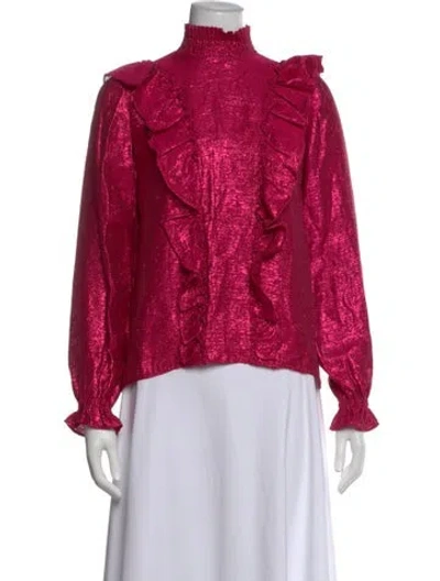 Pre-owned Sézane Mock Neck Long Sleeve Blouse