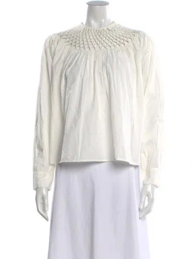 Pre-owned Sézane Mock Neck Long Sleeve Blouse W/ Tags In White