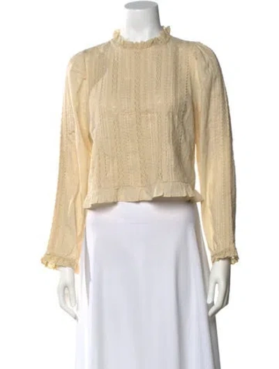 Pre-owned Sézane Mock Neck Long Sleeve Crop Top W/ Tags In White