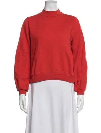 Pre-owned Sézane Mock Neck Long Sleeve Sweatshirt In Orange/red