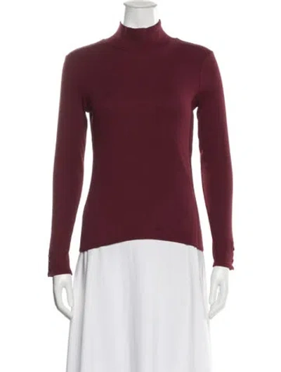 Pre-owned Sézane Mock Neck Long Sleeve Top In Red