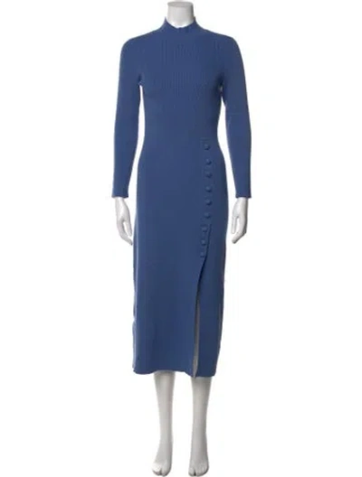 Pre-owned Sézane Mock Neck Midi Length Dress In Blue