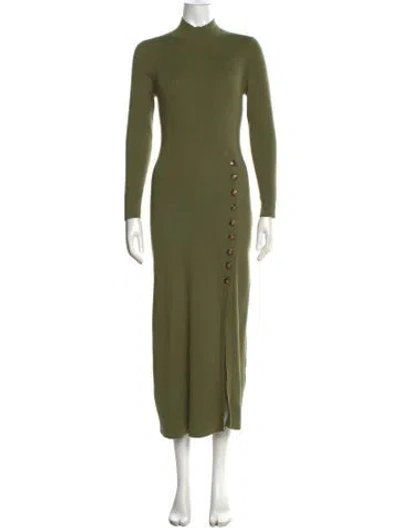 Pre-owned Sézane Mock Neck Midi Length Dress In Green