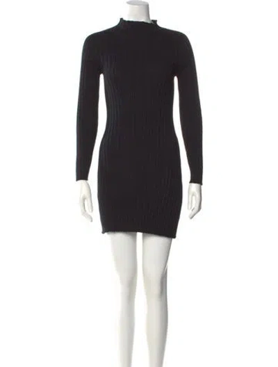 Pre-owned Sézane Mock Neck Mini Dress In Black