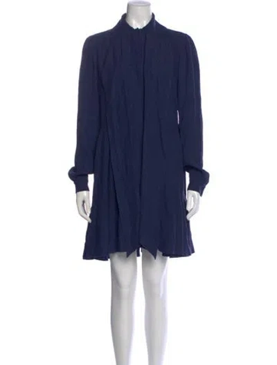 Pre-owned Sézane Mock Neck Mini Dress In Blue