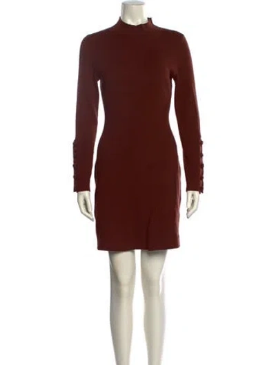Pre-owned Sézane Mock Neck Mini Dress In Brown