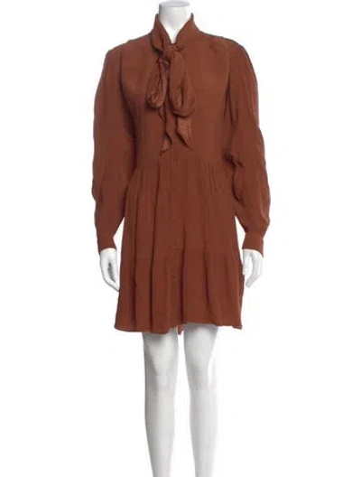 Pre-owned Sézane Mock Neck Mini Dress In Brown