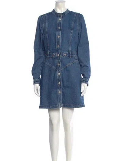 Pre-owned Sézane Mock Neck Mini Dress W/ Tags In Blue