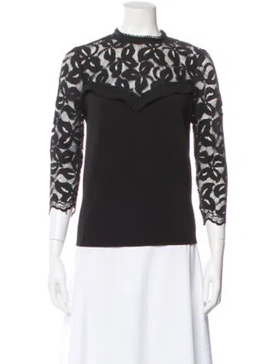 Pre-owned Sézane Mock Neck Three-quarter Sleeve Top In Gray
