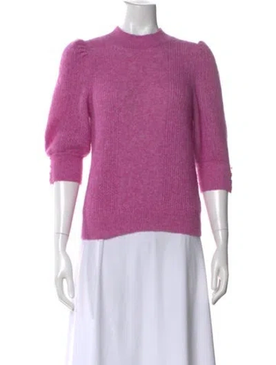 Pre-owned Sézane Mock Neck Three-quarter Sleeve Top W/ Tags In Pink