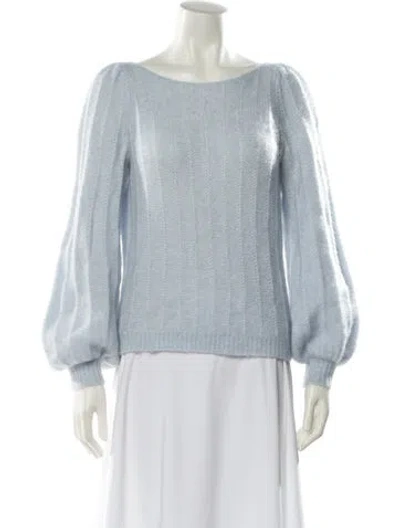 Pre-owned Sézane Mohair Bateau Neckline Sweater In Blue