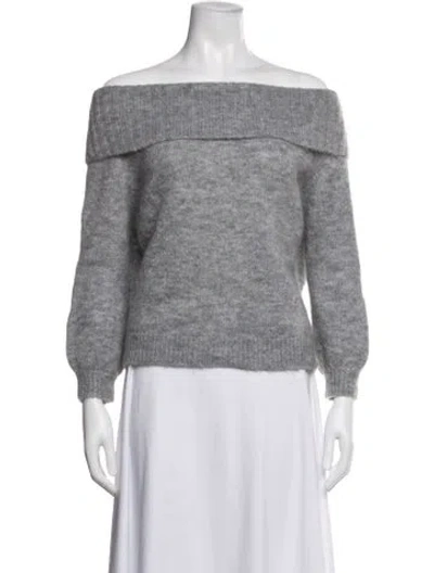 Pre-owned Sézane Mohair Off-the-shoulder Sweater In Grey