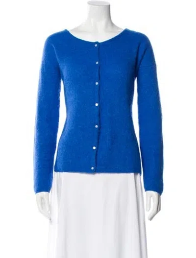 Pre-owned Sézane Mohair Scoop Neck Sweater In Blue